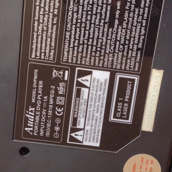 Audix Portable DVD&Media Player & Monitor with Black and Gray Accents and Case - Picture 3 of 6